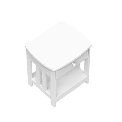 Mission Side Table, 1 Drawer Bedside Table With A Shelve Solid Wood Structure In White Paint Spray, Wooden Nightstand For Bedroom End Table For Living Room, Small Table- White -Bedroom Furniture Shop bcbdb926c27d44d69a20639cfe8b7a01