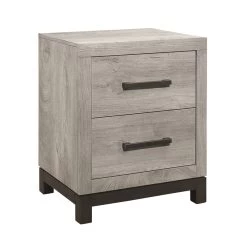 Attractive Gray Finish 1pc Nightstand Of 2x Drawers Metal Bar Hardware Premium Melamine Board Wooden Bedroom Furniture Light Gray -Bedroom Furniture Shop bcd0b4e748e2462198ff97717f7c0e84