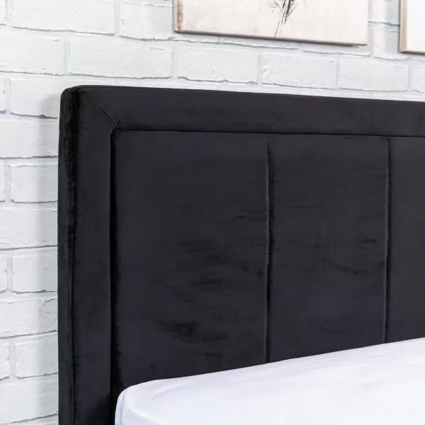 Plush Black Ottoman Gas Lift Fabric Storage Bed 5 Plush Black Ottoman Gas Lift Fabric Storage Bed - Image 3