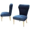 Bedroom Pair Of Chairs Midcentury Italian Design Blue Fabric White Feet