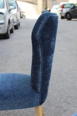 Bedroom Pair Of Chairs Midcentury Italian Design Blue Fabric White Feet -Bedroom Furniture Shop bedroom pair of chairs midcentury italian design blue fabric white feet 0 2