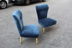 Bedroom Pair Of Chairs Midcentury Italian Design Blue Fabric White Feet -Bedroom Furniture Shop bedroom pair of chairs midcentury italian design blue fabric white feet 0 3