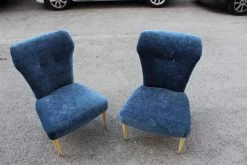 Bedroom Pair Of Chairs Midcentury Italian Design Blue Fabric White Feet -Bedroom Furniture Shop bedroom pair of chairs midcentury italian design blue fabric white feet 0 4