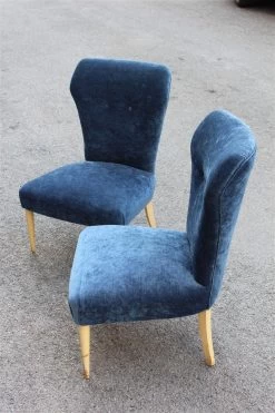 Bedroom Pair Of Chairs Midcentury Italian Design Blue Fabric White Feet -Bedroom Furniture Shop bedroom pair of chairs midcentury italian design blue fabric white feet 0 5