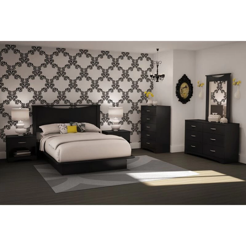 QuikFurn 6-Drawer Dresser For Contemporary Bedroom In Black Finish Black 7 QuikFurn 6-Drawer Dresser For Contemporary Bedroom In Black Finish Black - Image 5