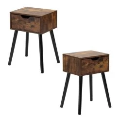 Mid-Century Industrial Nightstand With 1 Drawer For Bedroom -Bedroom Furniture Shop c07273be15604334ab194bb88956cd98