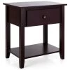 Hivago Nightstand With Drawer And Storage Shelf For Bedroom Living Room Dark Brown -Bedroom Furniture Shop c39f5726718940e19f97c7fa2cc62bf5