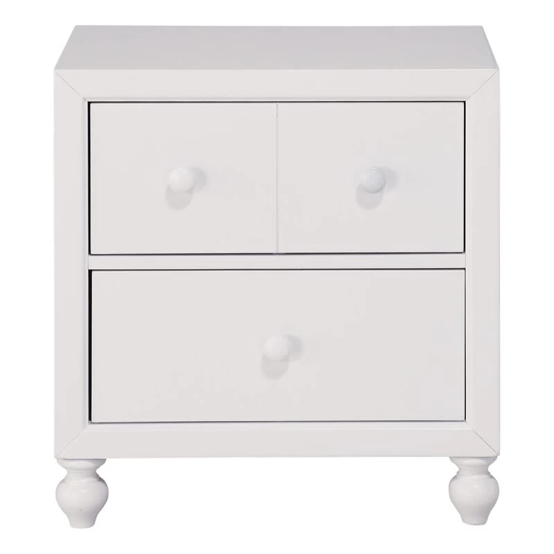 Transitional Look White Finish 1pc Nightstand Of Drawers Wood Knobs Turned Feet Modern Bedroom Furniture White