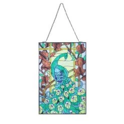 Art Deco Metal Rectangle Peacock Stained Glass Window Wall Art Decor Living Room Bedroom -Bedroom Furniture Shop c5a0901b9ea936b87a6b3436372035ee