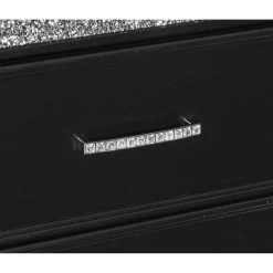 Glamorous Pearl Black Metallic Finish 1pc Nightstand Of 2x Drawers Faux Crystal Handles Modern Bedroom Wooden Furniture Black -Bedroom Furniture Shop c663250b84cf416fa30ddd8b1ff4498a
