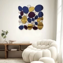 Extra 10% OFF 31.5" Large Abstract Irregular Colorful Pebble Wall Mirror Decor Art Living Room Bedroom