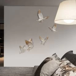 5 Pieces Farmhouse 3D White & Gold Resin Butterfly Wall Decor Set Living Room Bedroom -Bedroom Furniture Shop cd387ca0f876d76b93af90f487877a91