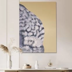 Art Deco Hand-painted Flower Oil Painting Stainless Steel Wall Decor Living Room Bedroom