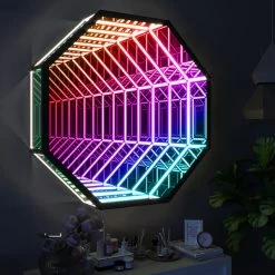 Extra 10% OFF 3D Octagon LED Tunnel Infinity Wall Mirror Decor Light Art Party Living Room Bedroom