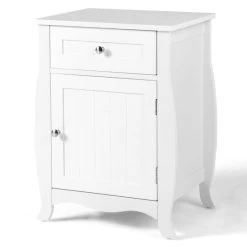 Hivago Nightstand With Drawer Cabinet And Curved Legs For Bedroom