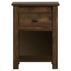 QuikFurn Farmhouse 1-Drawer Bedroom Nightstand With Open Shelf Brown