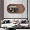 37.4" Large Brown Oval Wall Mirror Decor With Circle Texture Frame Living Room Bedroom -Bedroom Furniture Shop cf428e56f4b471b7c90999c239b58bfc