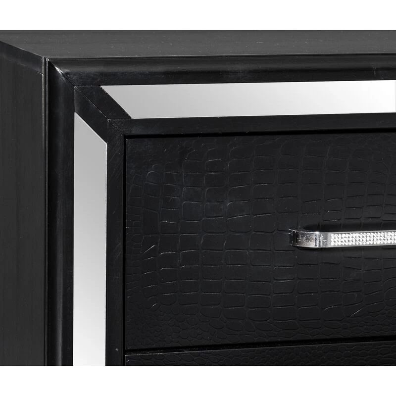 Beautiful Bedroom Furniture 1pc Nightstand With 2x Drawers Textural Panels Chrome Finish Handles Glamorous Style Wooden Furniture 3 Beautiful Bedroom Furniture 1pc Nightstand With 2x Drawers Textural Panels Chrome Finish Handles Glamorous Style Wooden Furniture