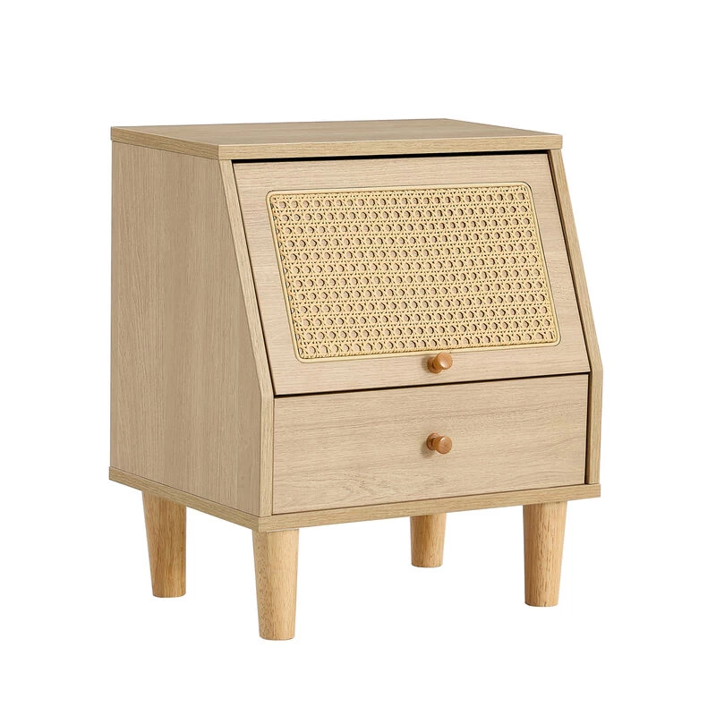 Modern Simple Storage Cabinet MDF Board Bedside Cabinet Japanese Rattan Bedside Cabinet Small Household Furniture Bedside Table.Applicable To Dressing Table In Bedroom, Porch, Living Room.2 Drawers Natural 8 Modern Simple Storage Cabinet MDF Board Bedside Cabinet Japanese Rattan Bedside Cabinet Small Household Furniture Bedside Table.Applicable To Dressing Table In Bedroom, Porch, Living Room.2 Drawers Natural - Image 6