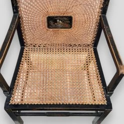 Unknown Chinoiserie Decorated Black Lacquered And Bergere Panelled Bedroom Chair -Bedroom Furniture Shop chinoiserie decorated black lacquered and bergere panelled bedroom chair sku43932737 0 4