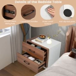 Hivago Modern Nightstand With 2 Drawers For Bedroom Living Room - Brown 9 Hivago Modern Nightstand With 2 Drawers For Bedroom Living Room - Brown -Bedroom Furniture Shop d225addc003f4d478f3c3508f3540020