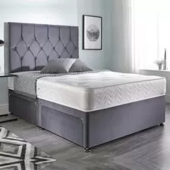 Grey Divan Set + Matching Headboard + Choice Of Mattress