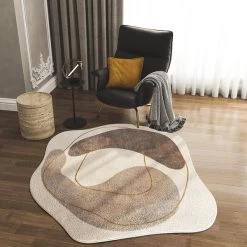 3' X 3' Modern Round Faux Cashmere Area Rug Living Room & Bedroom Decorative Carpet