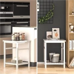 Nightstand, End Table, Bamboo Nightstand Bedside Table, Side Table For Bedroom Living Room Lounge, Space Saving, Easy To Assemble, NS-537 (1 Pack, White)