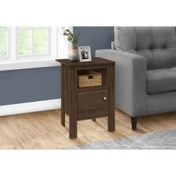 Monarch Specialties I 2144 Accent Table, Side, End, Nightstand, Lamp, Storage, Living Room, Bedroom, Laminate, Walnut, Transitional