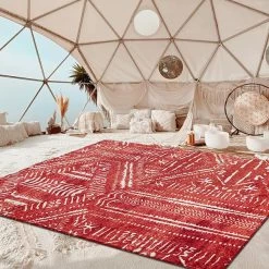 3'x 5' Boho Area Rug Red Moroccan Decorative Carpet Living Room & Bedroom -Bedroom Furniture Shop d90defd86b41aa707395e78dd1242270