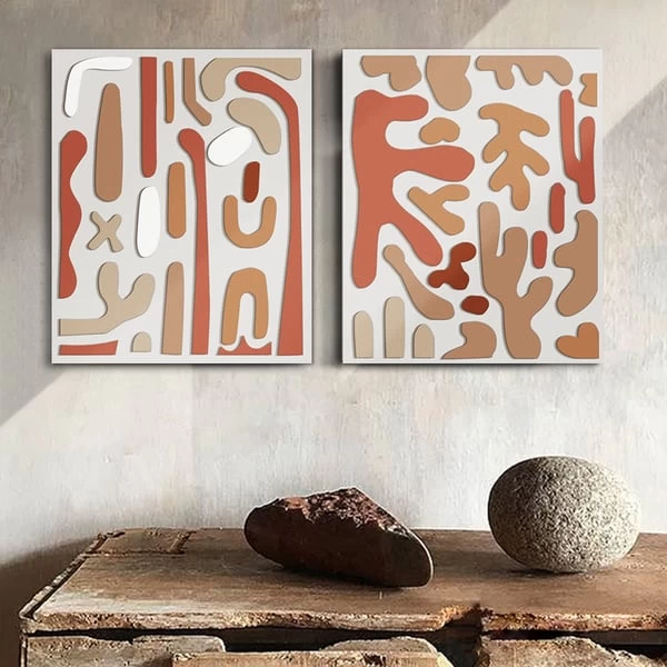 2 Pieces 3D Modern Abstract Wall Decor Set Rectangle Painting Art Living Room Bedroom 5 2 Pieces 3D Modern Abstract Wall Decor Set Rectangle Painting Art Living Room Bedroom - Image 3