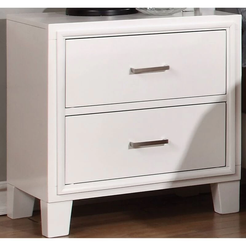 Simple Casual 1pc Nightstand White Color Solid Wood Bedroom Furniture Transitional Look Nightstand Nickel Bar Pull White 5 Simple Casual 1pc Nightstand White Color Solid Wood Bedroom Furniture Transitional Look Nightstand Nickel Bar Pull White - Image 3