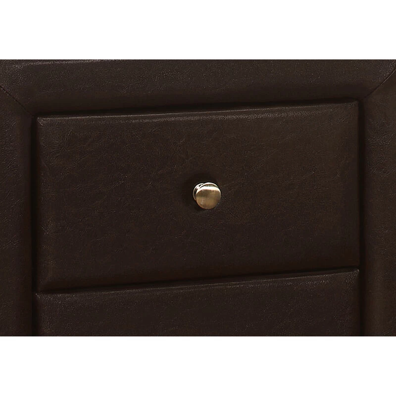 Monarch Specialties I 5601 Bedroom Accent, Nightstand, End, Side, Lamp, Storage Drawer, Bedroom, Upholstered, Pu Leather Look, Brown, Transitional 6 Monarch Specialties I 5601 Bedroom Accent, Nightstand, End, Side, Lamp, Storage Drawer, Bedroom, Upholstered, Pu Leather Look, Brown, Transitional - Image 4