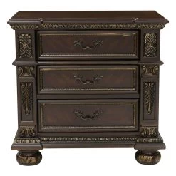 Traditional Design Dark Cherry Finish With Gold Tipping 1pc Nightstand Of 3x Drawers Formal Style Bedroom Furniture -Bedroom Furniture Shop dc84fc777469464383f736e310c27c89