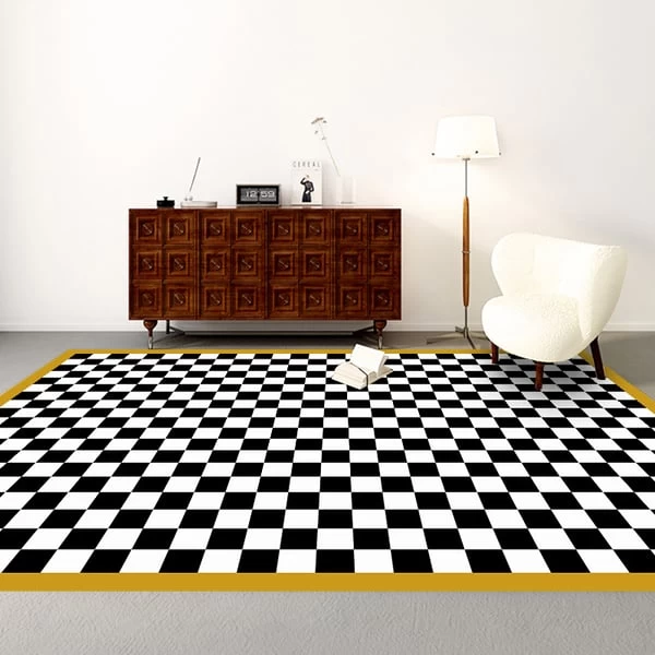 5'x 7' Modern Checkered Area Rug Black And White Decorative Carpet Living Room Bedroom 4 5'x 7' Modern Checkered Area Rug Black And White Decorative Carpet Living Room Bedroom - Image 2