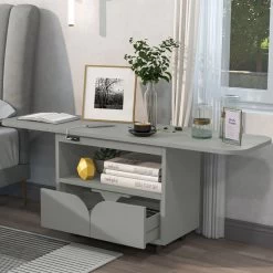 Foldable Bedroom Nightstand With 2 Drawers, USB Charging Design Gray -Bedroom Furniture Shop de96c36ace53421cad44da4f3894e99e