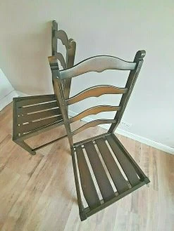 Delightful Pair Of Ercol 715 Solid Elm Ladder Back Dining / Bedroom Chairs -Bedroom Furniture Shop delightful pair of ercol 715 solid elm ladder back dining bedroom chairs sku94065115 0 2