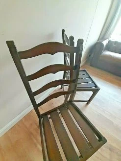 Delightful Pair Of Ercol 715 Solid Elm Ladder Back Dining / Bedroom Chairs -Bedroom Furniture Shop delightful pair of ercol 715 solid elm ladder back dining bedroom chairs sku94065115 0 6