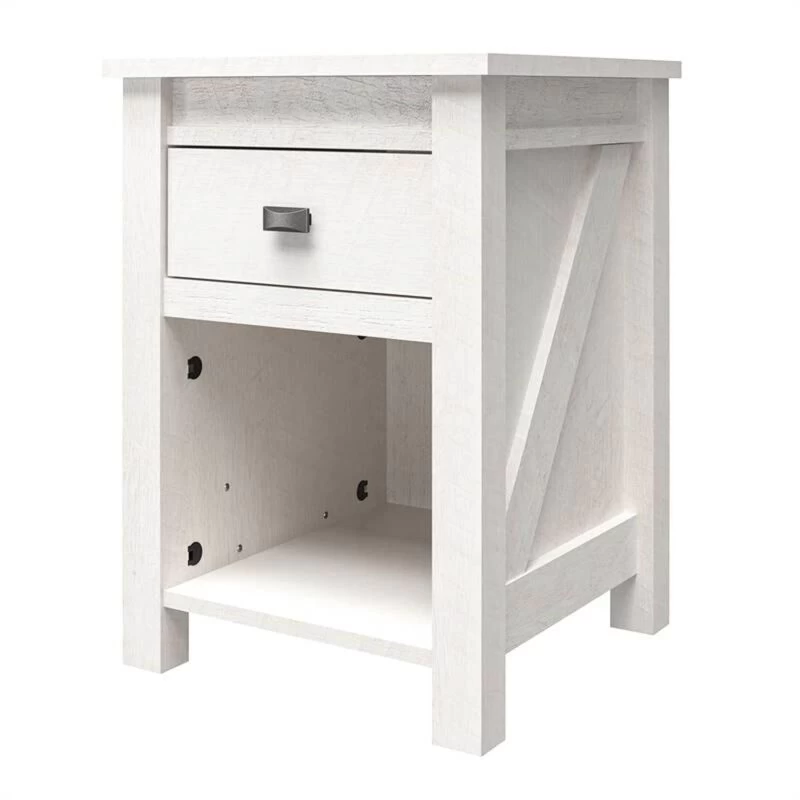 QuikFurn Farmhouse 1-Drawer Bedroom Nightstand With Open Shelf White 3 QuikFurn Farmhouse 1-Drawer Bedroom Nightstand With Open Shelf White