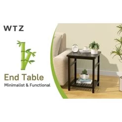 Nightstand, End Table, Bamboo Nightstand Bedside Table, Side Table For Bedroom Living Room Lounge, Space Saving, Easy To Assemble, NS-537 (Black) -Bedroom Furniture Shop e09577c91605405ea12ea47d0521f197