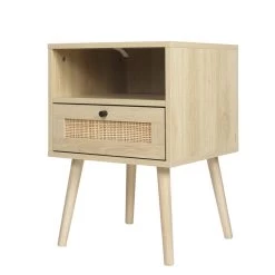 Rattan Nightstands With Rattan-Like Decor Drawer, End Tables With Solid Wood Legs, Side Tables With Open Storage, For Bedroom, Living Room Natural 13 Rattan Nightstands With Rattan-Like Decor Drawer, End Tables With Solid Wood Legs, Side Tables With Open Storage, For Bedroom, Living Room Natural -Bedroom Furniture Shop e2f594e08fa6474faf9304e47d52dd6c