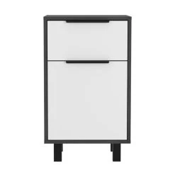 Homezia Stylish And Contemporary Smokey Oak And White Bedroom Nightstand