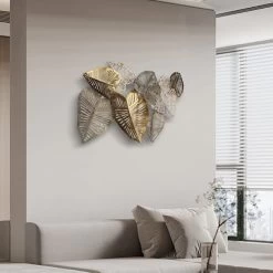 3D Unique Big Gold Leaves Wall Decor Metal Home Hanging Art Living Room Bedroom -Bedroom Furniture Shop e42e143a0d38662efa6dc425c1650f15