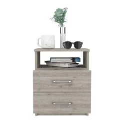 Homezia Modern And Stylish Light Grey Particle Bedroom Nightstand