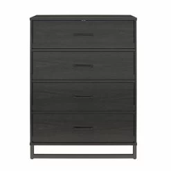 QuikFurn Modern 4-Drawer Bedroom Chest Dresser In Rustic Black Wood Finish Black 10 QuikFurn Modern 4-Drawer Bedroom Chest Dresser In Rustic Black Wood Finish Black -Bedroom Furniture Shop e6dc86325a474cd7921b773336b9f935
