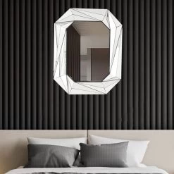29.5" Oversized Art Deco Silver 3D Diamond Wall Mirror Decor Art Living Room Bedroom -Bedroom Furniture Shop e7e897c74faccfde5144c1de95471e6c