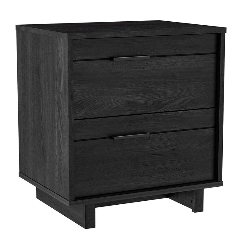 QuikFurn Modern Bedroom Nightstand In Grey Black Wood Finish Grey Black 3 QuikFurn Modern Bedroom Nightstand In Grey Black Wood Finish Grey Black