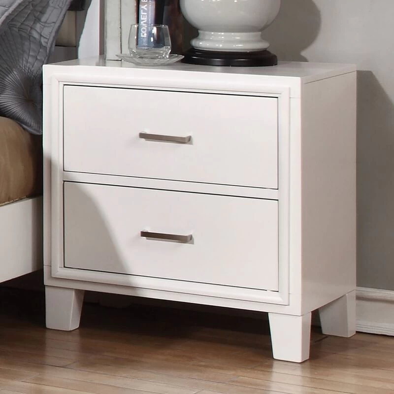 Simple Casual 1pc Nightstand White Color Solid Wood Bedroom Furniture Transitional Look Nightstand Nickel Bar Pull White 6 Simple Casual 1pc Nightstand White Color Solid Wood Bedroom Furniture Transitional Look Nightstand Nickel Bar Pull White - Image 4