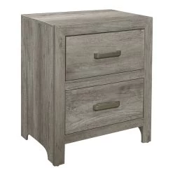 Transitional Aesthetic Bedroom Nightstand MDF Veneer Weathered Gray Finish Nickel Hardware Bedside Table Gray -Bedroom Furniture Shop eb60c810589a41b8a92867a753132150