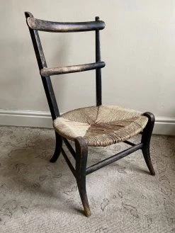 Ebonised Wooden Chair With Rush Seat, Antique Solid Wood Rustic Side Or Bedroom Chair With Original Woven Seat, Primitive Fireside Chair 12 Ebonised Wooden Chair With Rush Seat, Antique Solid Wood Rustic Side Or Bedroom Chair With Original Woven Seat, Primitive Fireside Chair -Bedroom Furniture Shop ebonised wooden chair with rush seat antique solid wood rustic side or bedroom chair with original woven seat primitive fireside chair sku64887681 0 3